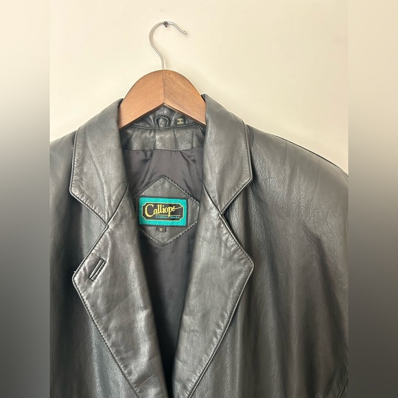 Vintage Calliope Black Leather Single Button Jacket with Pockets, Size S - Picture 6 of 7